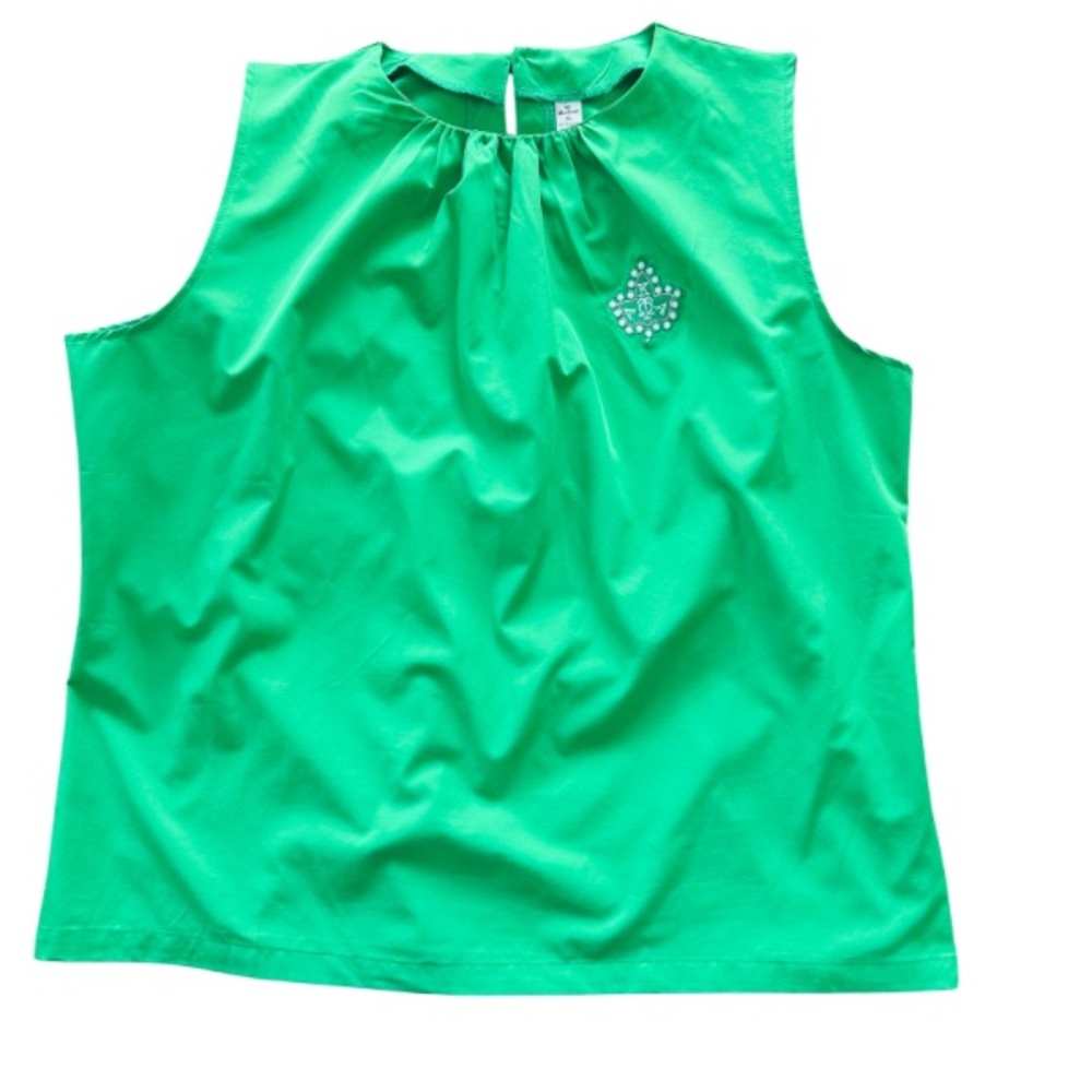 Green Sleeveless Top with Embellishment
